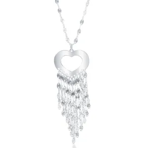 Sterling Silver Tasseled Open Heart Necklace