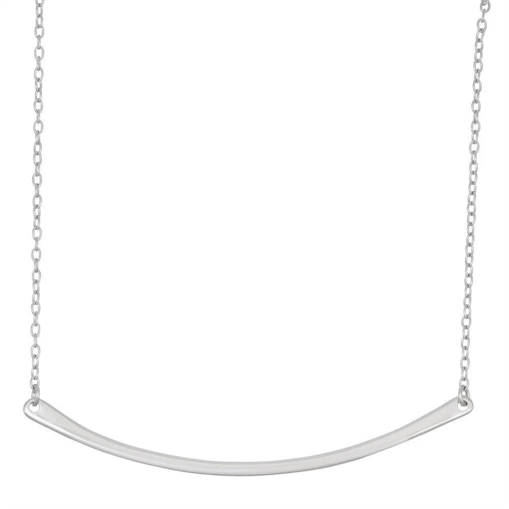 Sterling Silver Thin Curved Bar Necklace