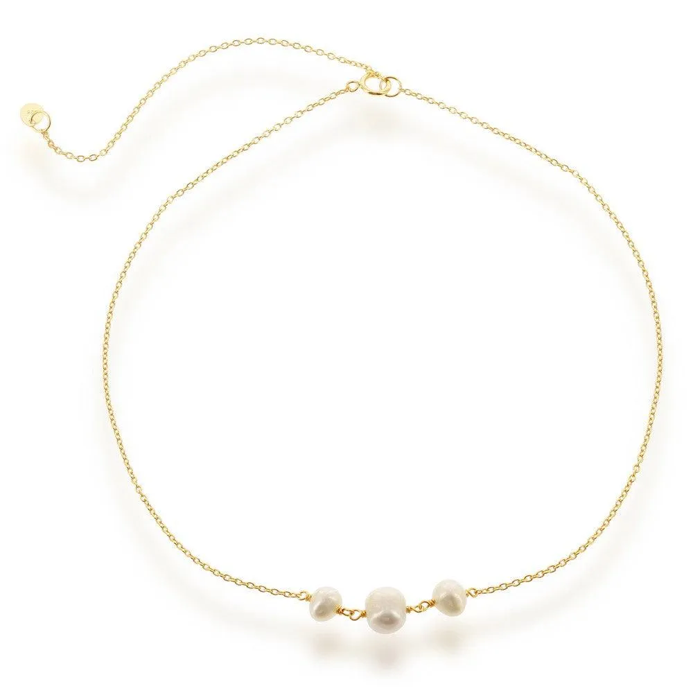 Sterling Silver Three Station FWP Choker Necklace