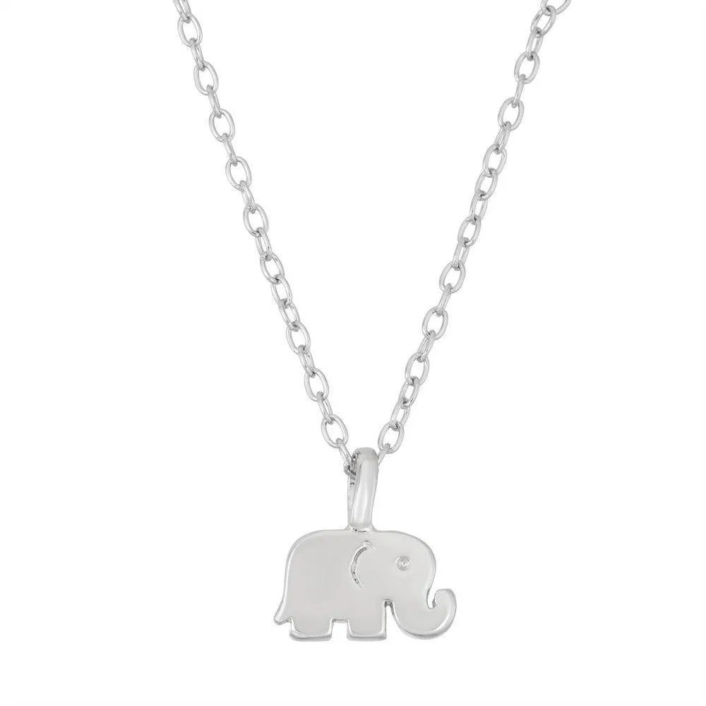 Sterling Silver Tiny Shiny Elephant Necklace