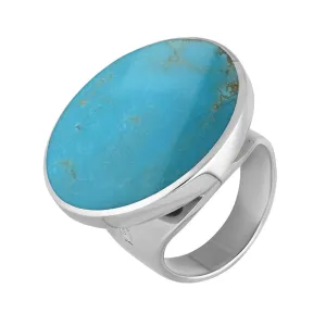 Sterling Silver Turquoise Hallmark Medium Round Ring