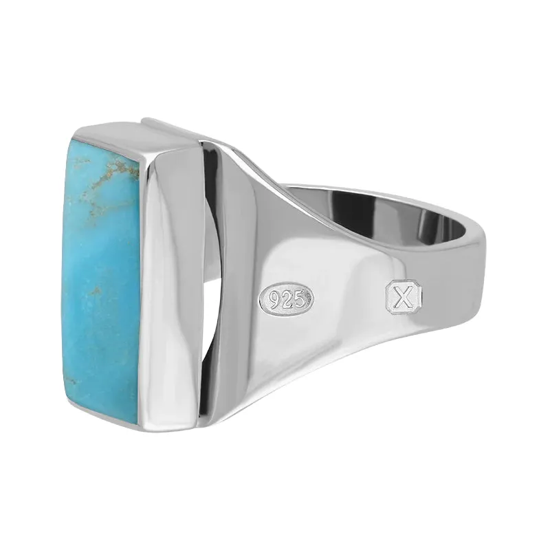Sterling Silver Turquoise Hallmark Small Oblong Ring