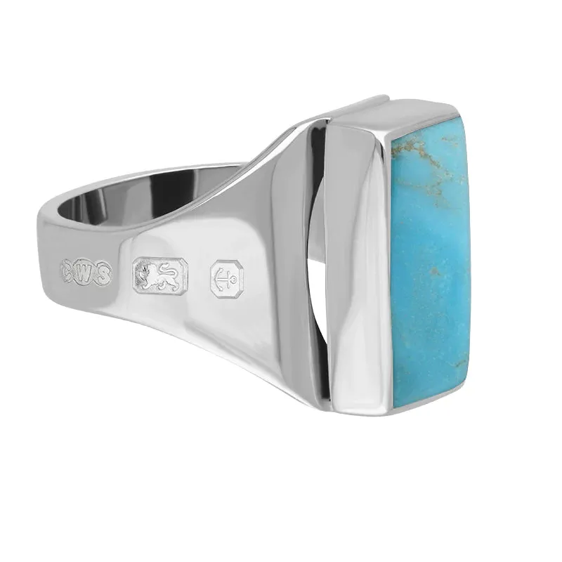 Sterling Silver Turquoise Hallmark Small Oblong Ring