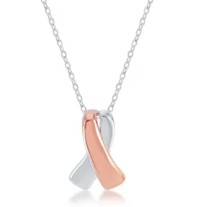 Sterling Silver Two Tone Awareness Ribbon Necklace