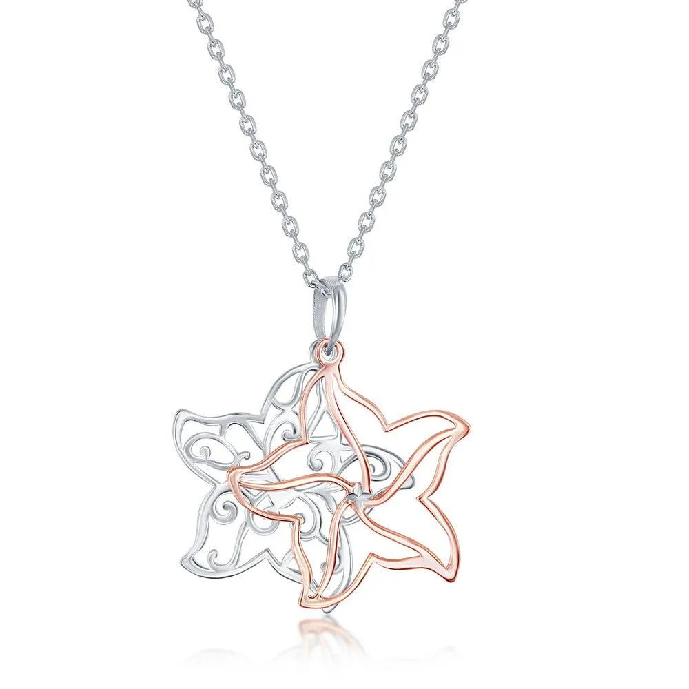 Sterling Silver Two Tone Starfish Necklace