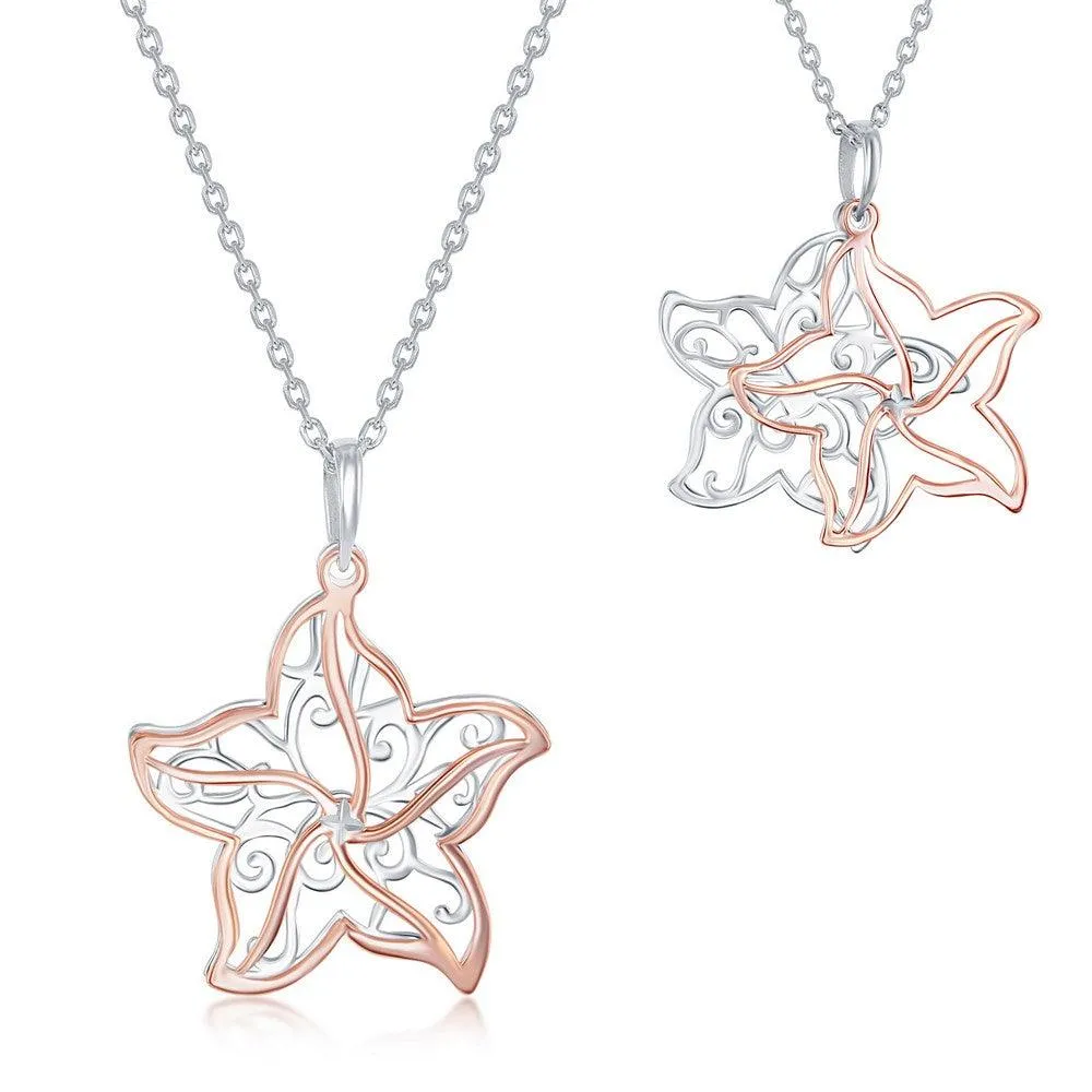 Sterling Silver Two Tone Starfish Necklace