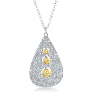 Sterling Silver Two Tone Teardrop Beads Necklace