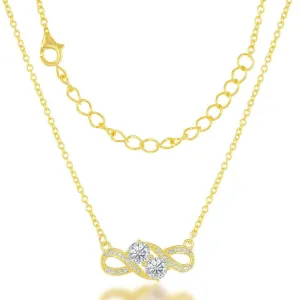Sterling Silver Us2gether GP Two-Stone Overlapping CZ Necklace