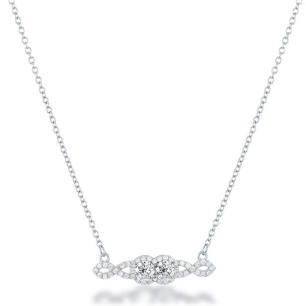 Sterling Silver Us2gether Two-Stone CZ Center Necklace