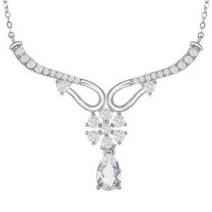 Sterling Silver Y Design Flower Bridal Necklace