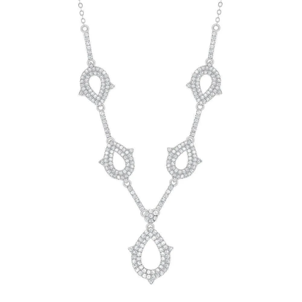 Sterling Silver Y Style Teardrop Bridal Necklace