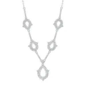 Sterling Silver Y Style Teardrop Bridal Necklace