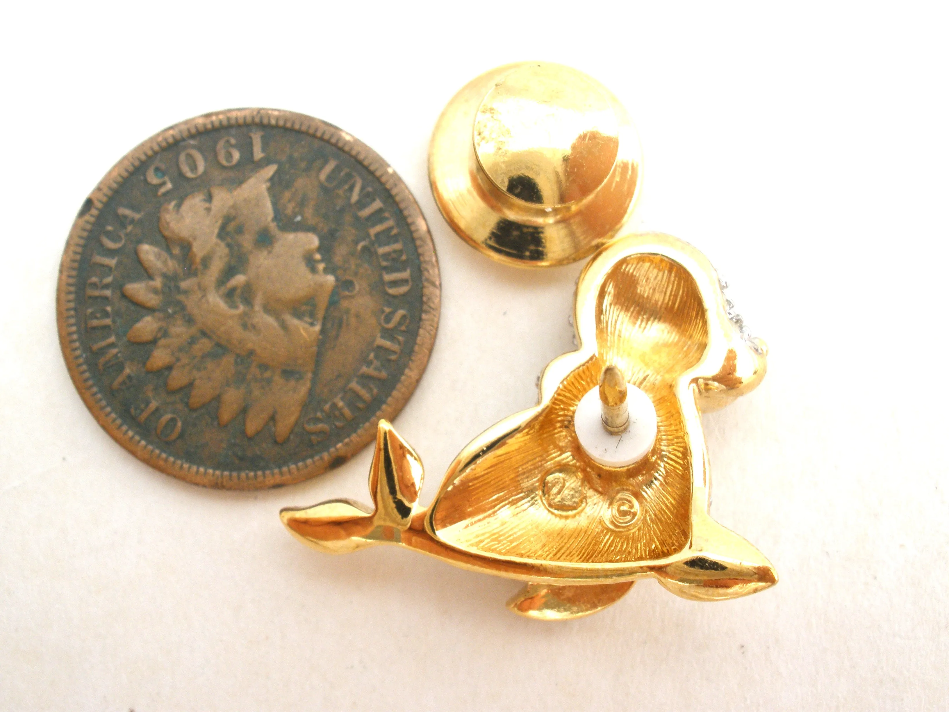Swarovski Seal Pin or Tie Tack Pave Crystals