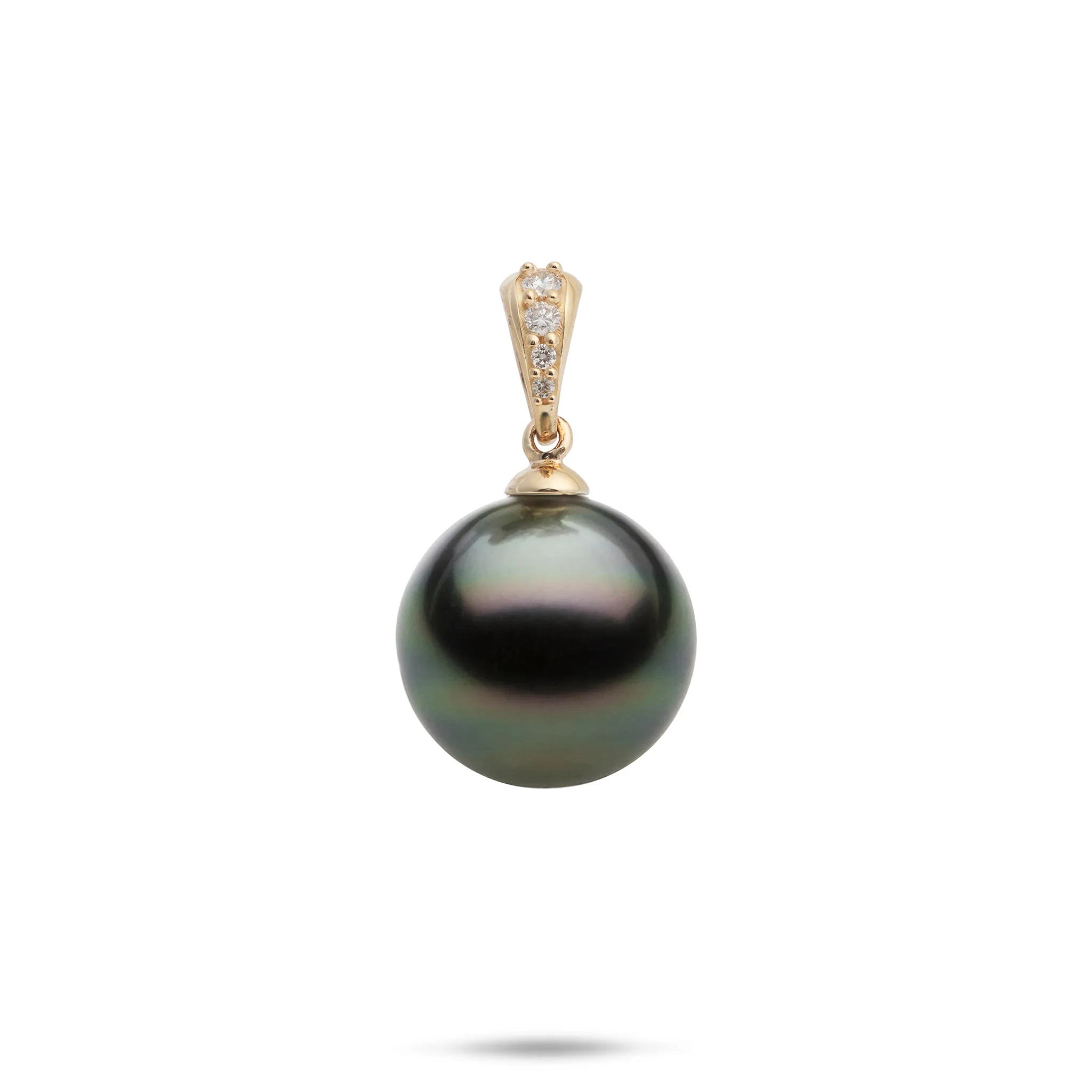 Tahitian Black Pearl Pendant in Gold with Diamonds - 12-15mm