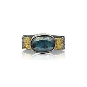 Tapered Bedrock Band with Teal Moss Kyanite