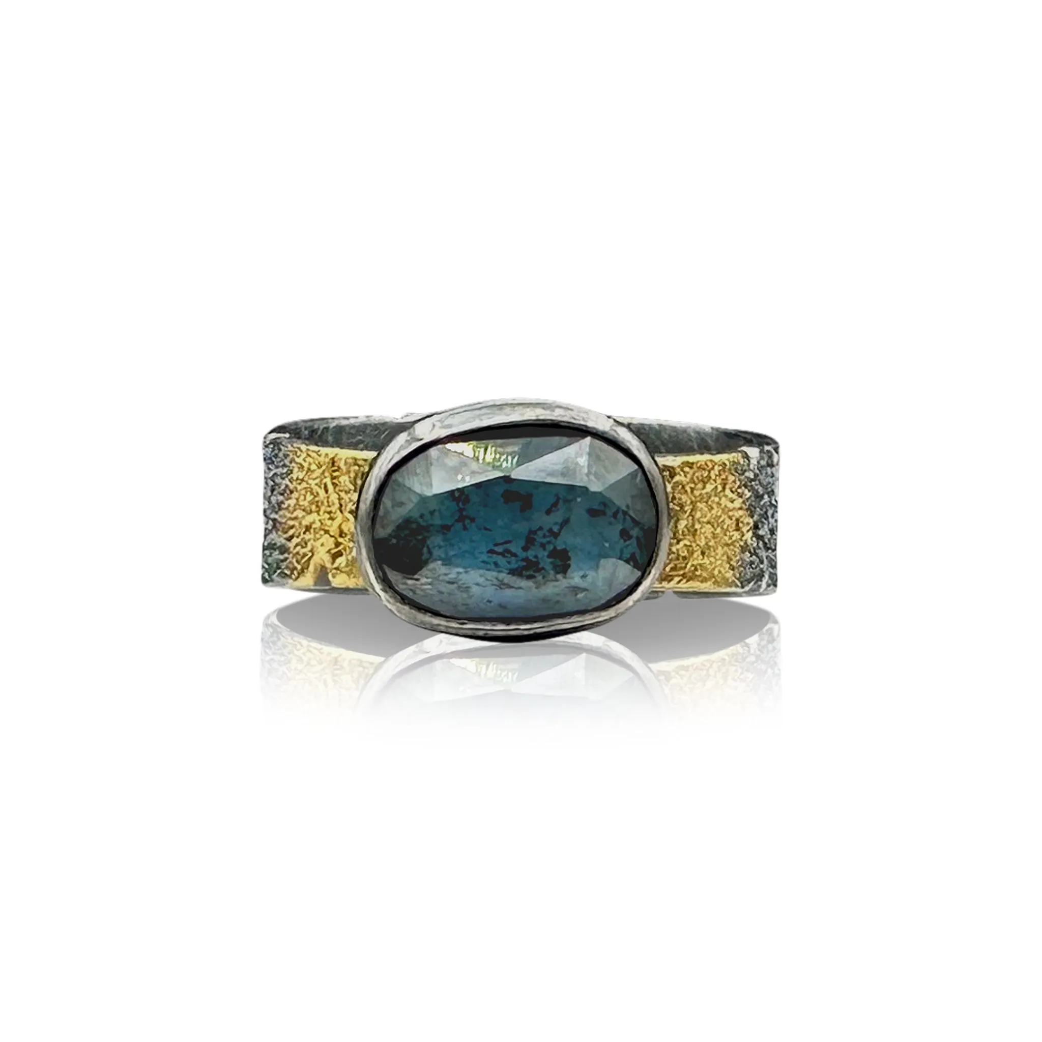 Tapered Bedrock Band with Teal Moss Kyanite