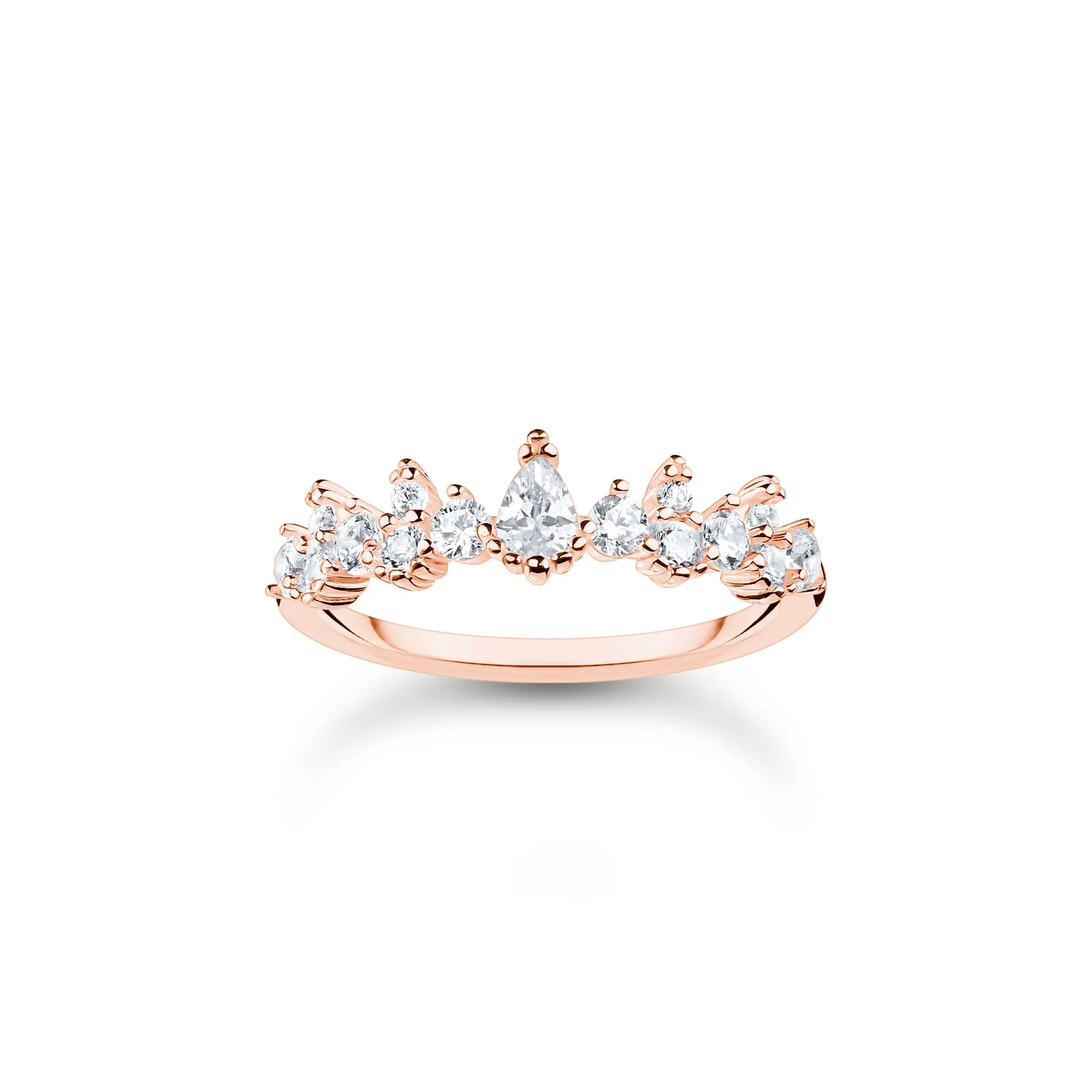 Thomas Sabo Charm Club Rose Gold Plated Sterling Silver Ice Crystals Ring