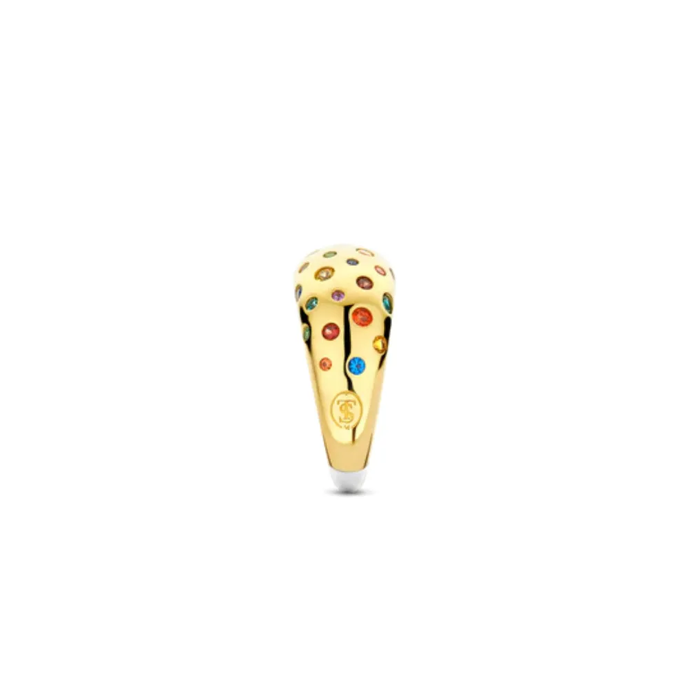Ti Sento Domed Ring with Multi-Colored Stones