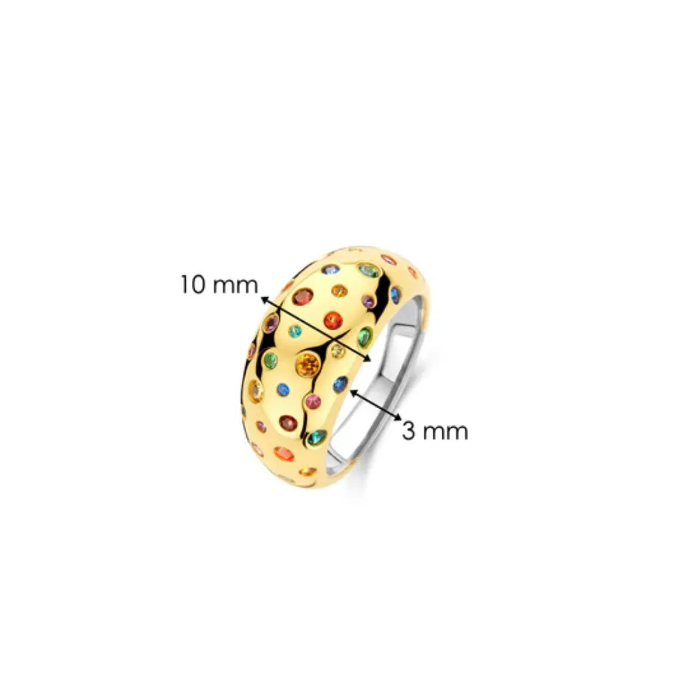 Ti Sento Domed Ring with Multi-Colored Stones