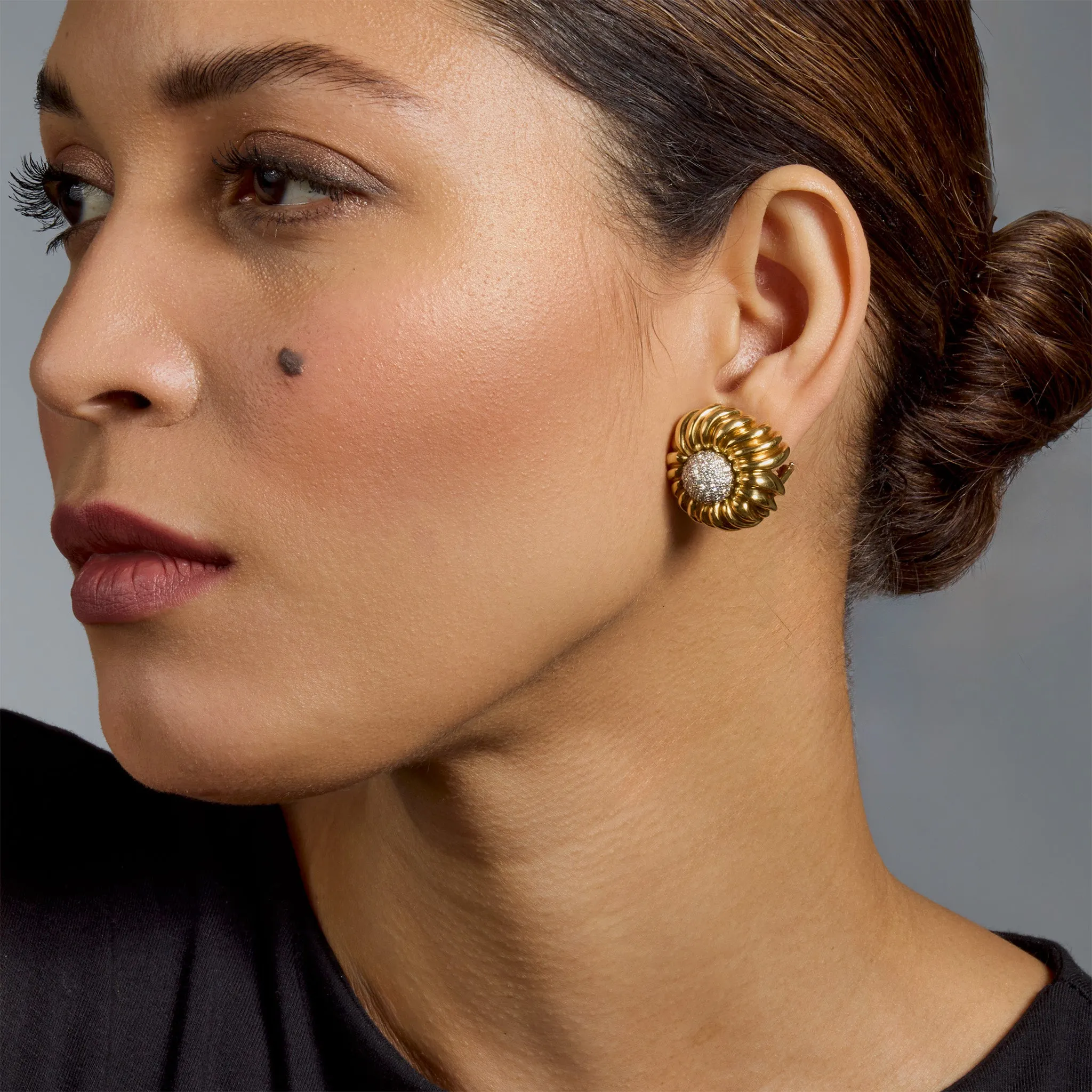Tiffany & Co. Diamond Flower Clip Earrings