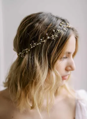 Tiny crystal and pearl burst hair vine - Style #2411