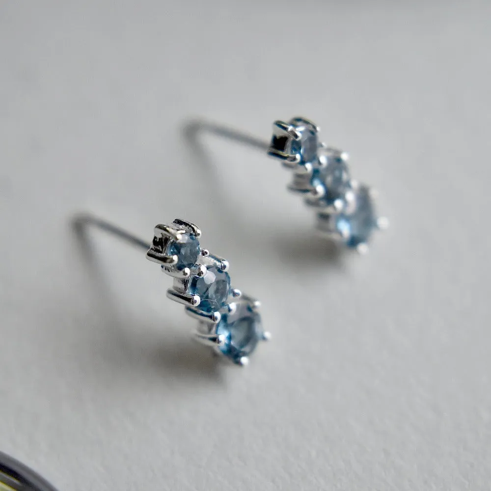 Triple Blue Topaz Studs