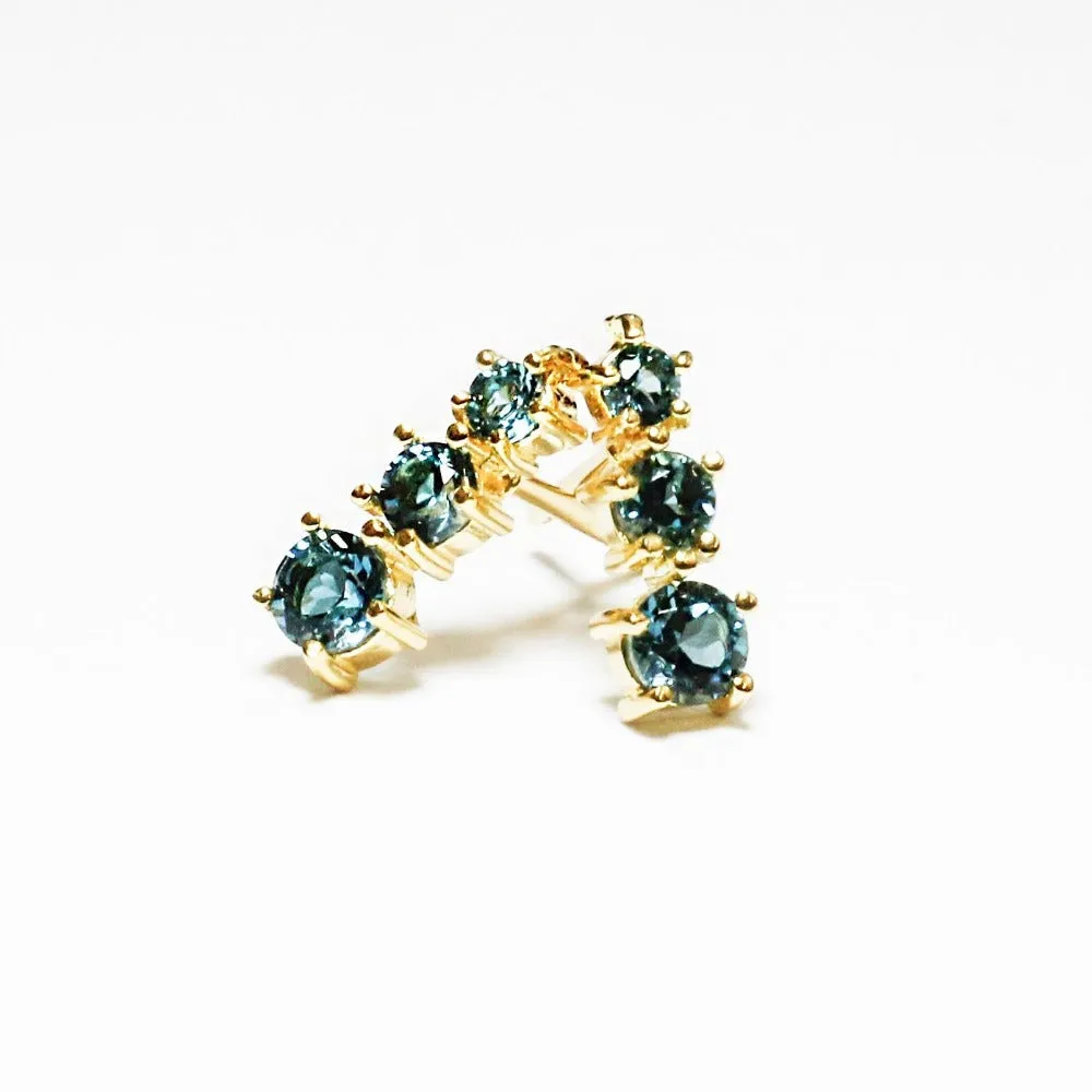 Triple Blue Topaz Studs