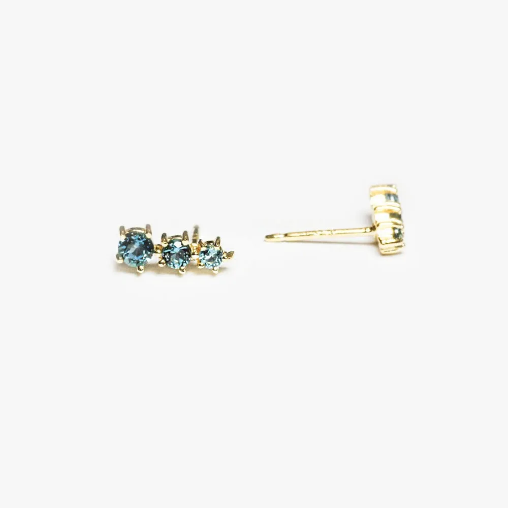 Triple Blue Topaz Studs
