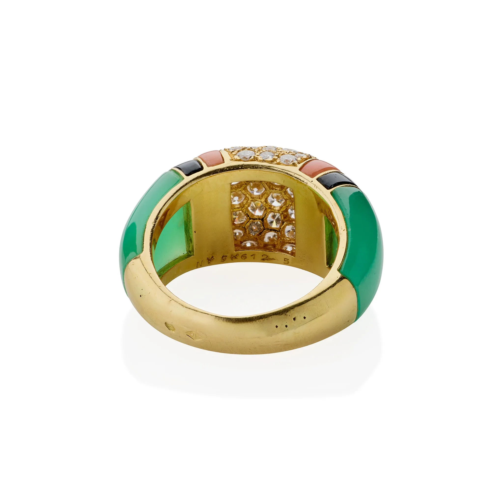 Van Cleef & Arpels Diamond, Chrysoprase and Coral Bomb Ring