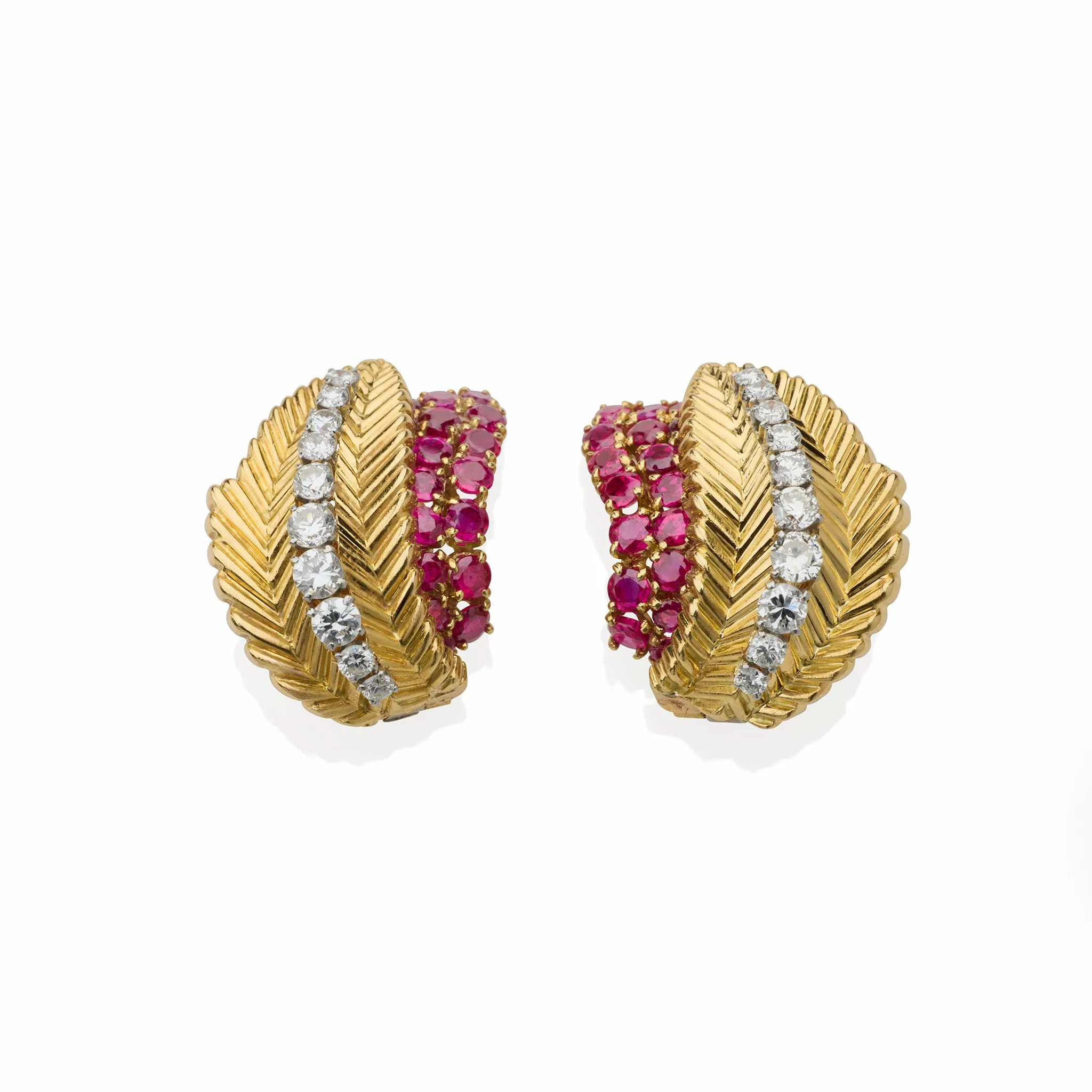 Van Cleef & Arpels Paris Mid-century Ruby and Diamond Earrings