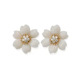 Van Cleef & Arpels "Rose de No?l" White Coral Clip Earrings
