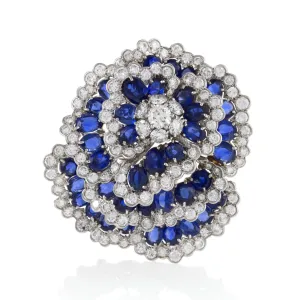 Van Cleef & Arpels Sapphire and Diamond Camellia Brooch