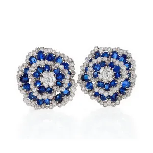 Van Cleef & Arpels Sapphire and Diamond "Camellia" Earrings
