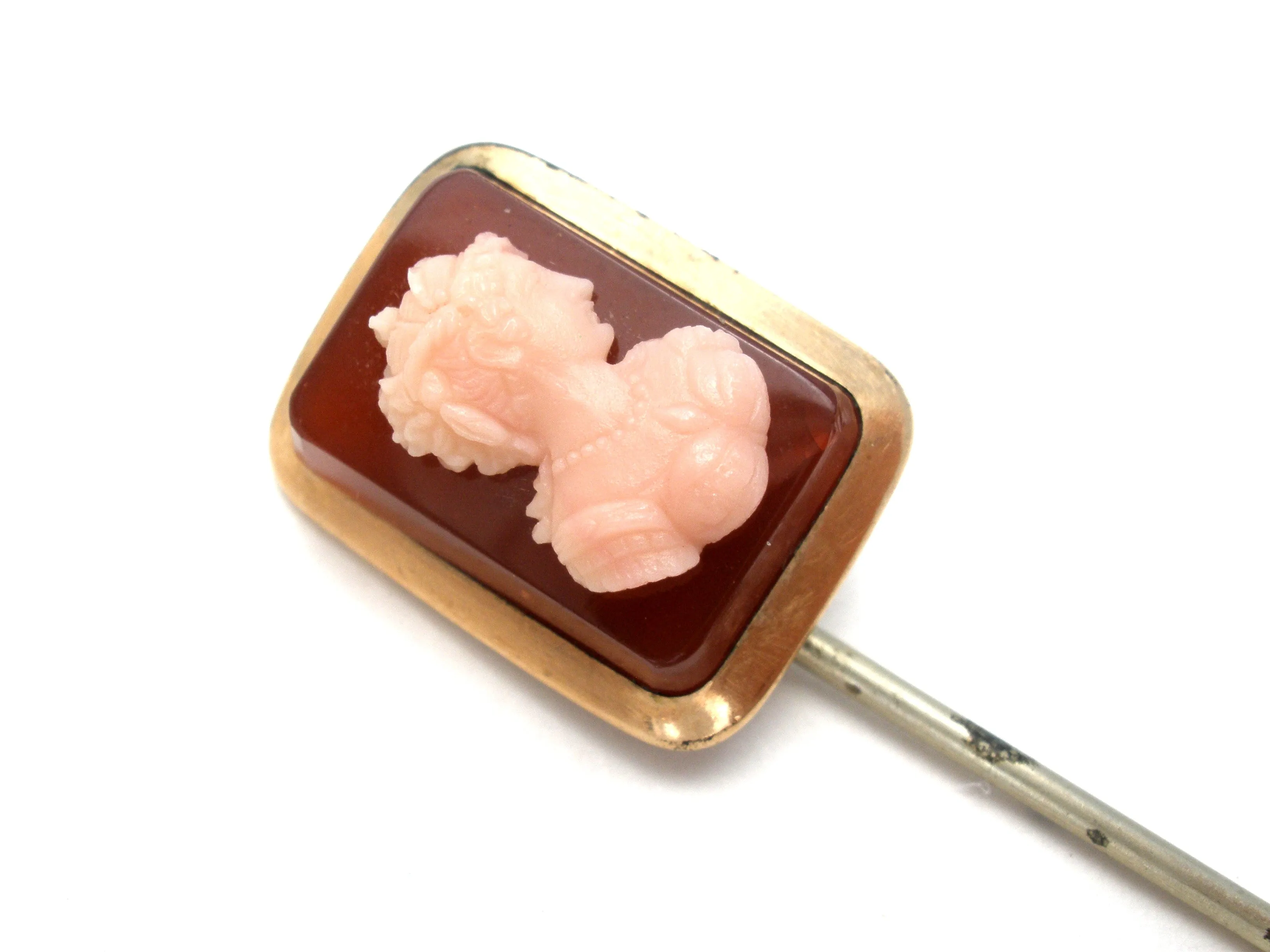 Victorian Hard Stone Cameo Stick Pin