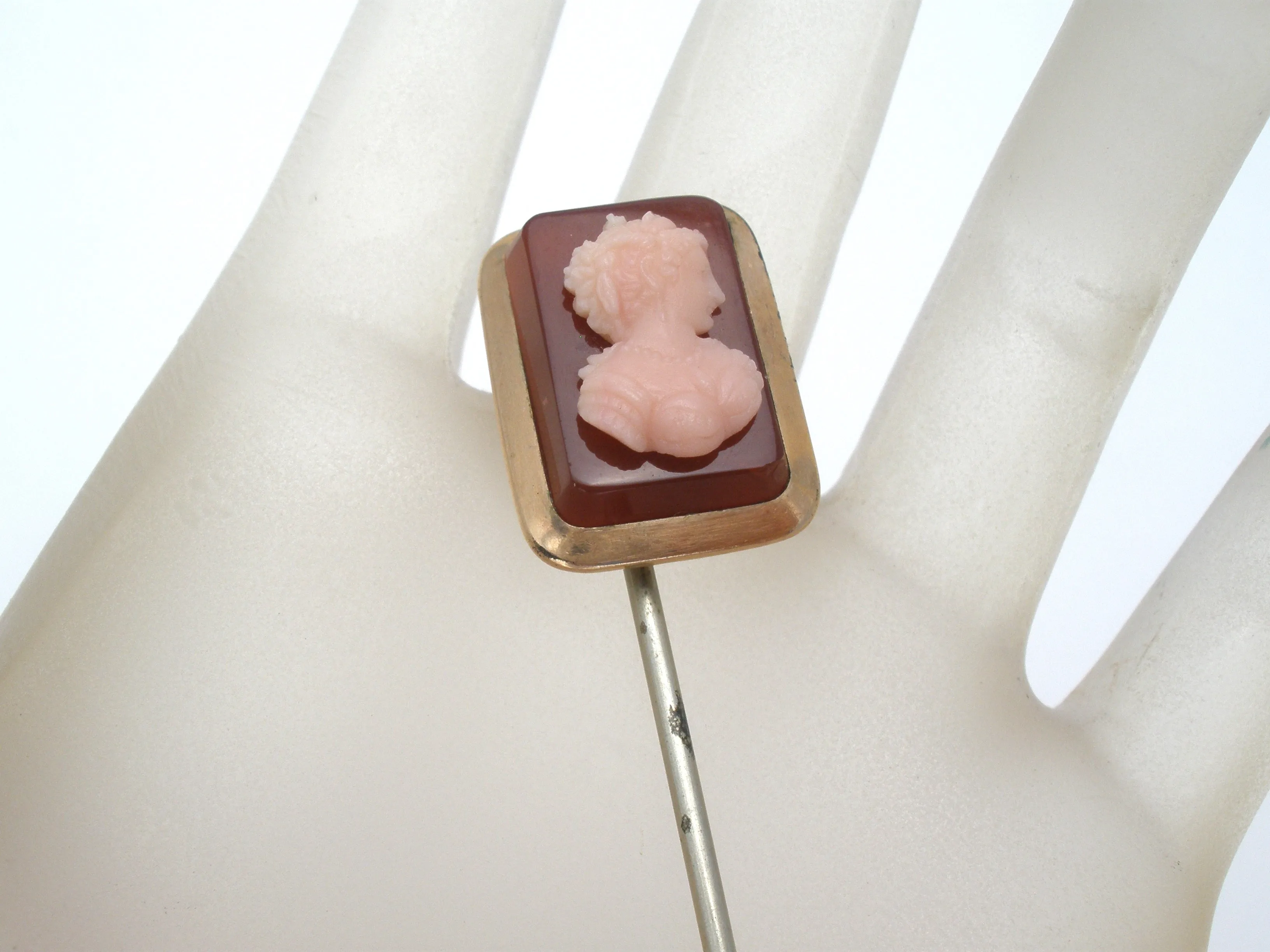 Victorian Hard Stone Cameo Stick Pin