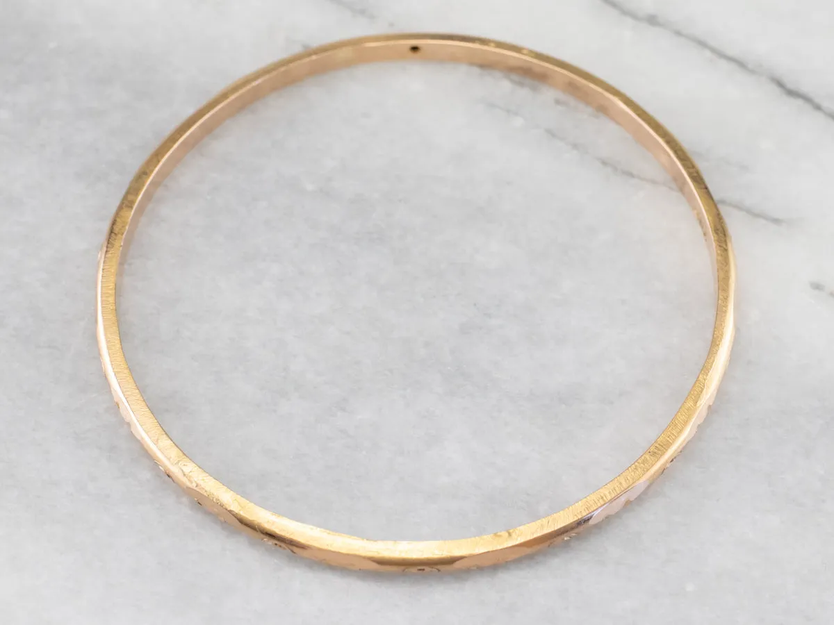 Vintage 22 Karat Gold Pattern Bangle Bracelet