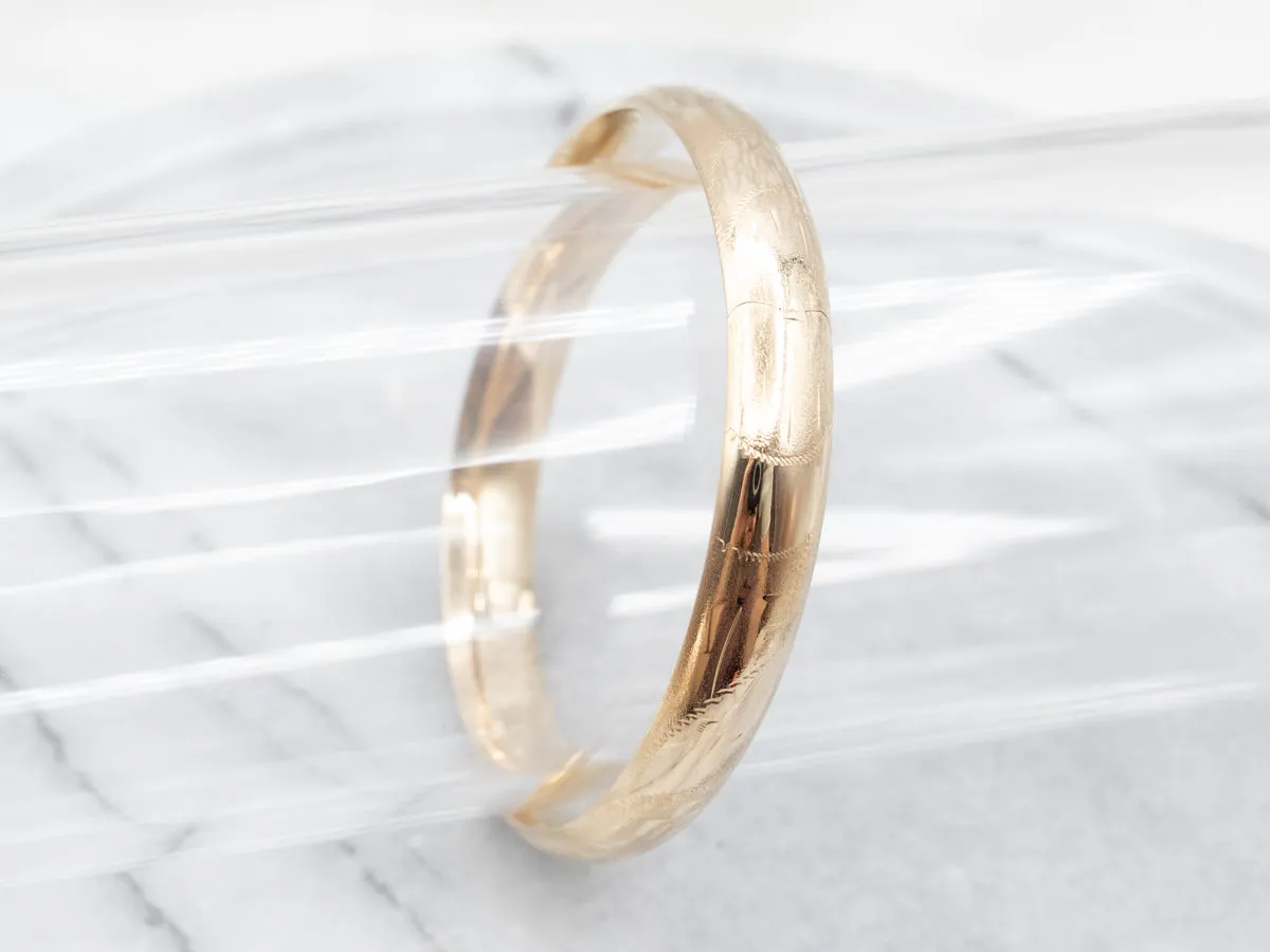 Vintage Gold Etched Bangle Bracelet