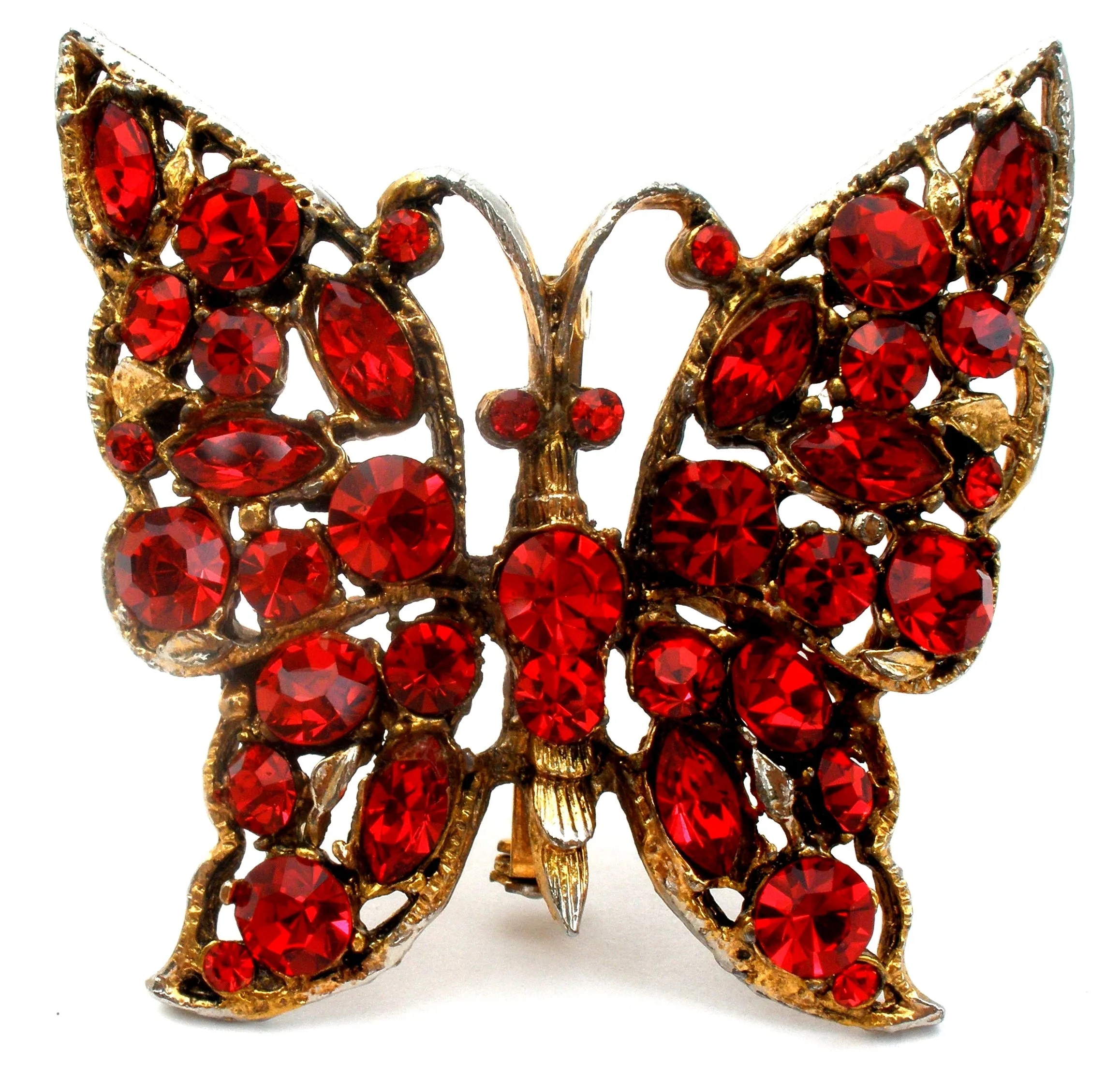 Vintage Red Butterfly Brooch Pin