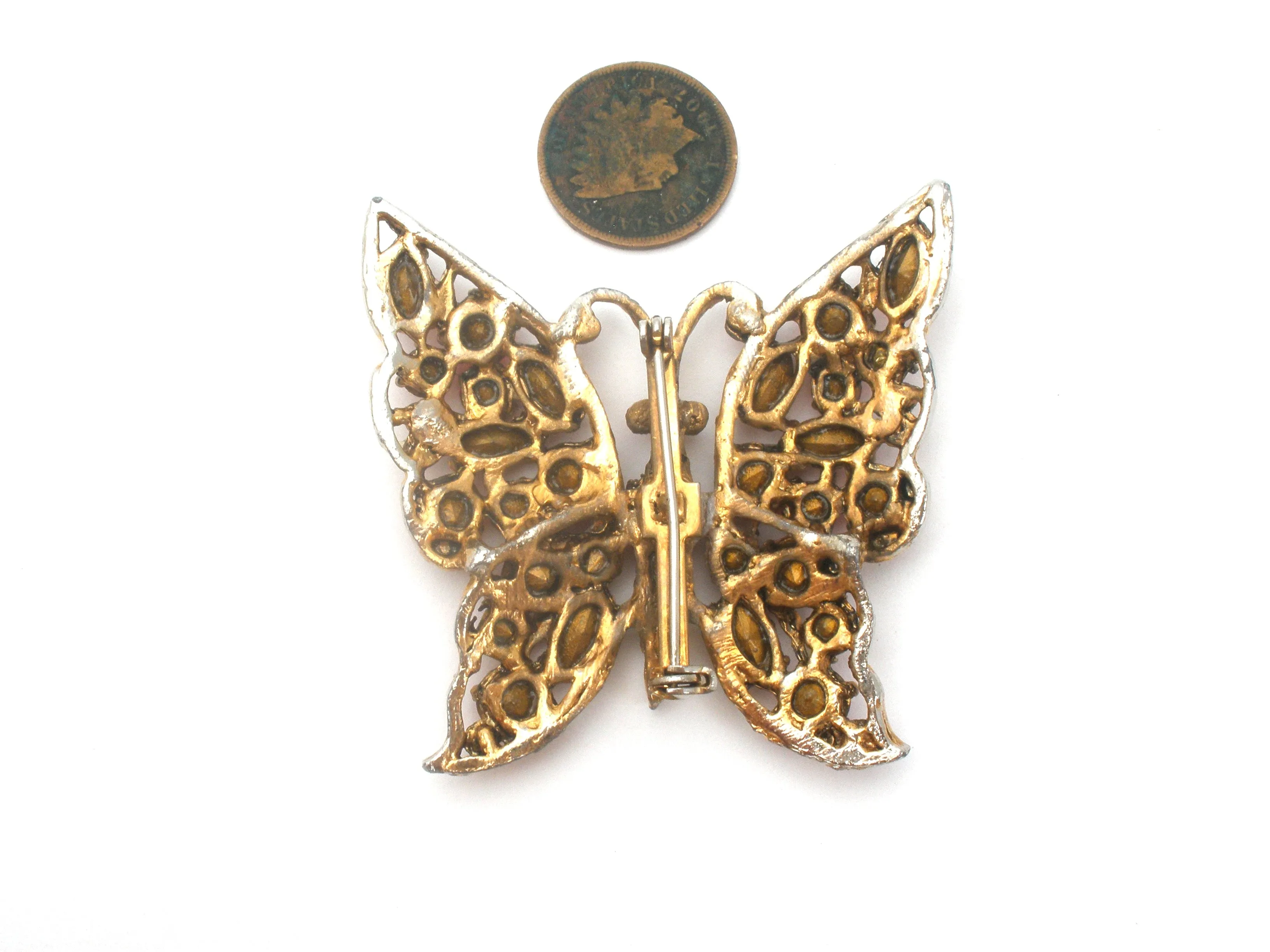 Vintage Red Butterfly Brooch Pin
