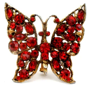 Vintage Red Butterfly Brooch Pin