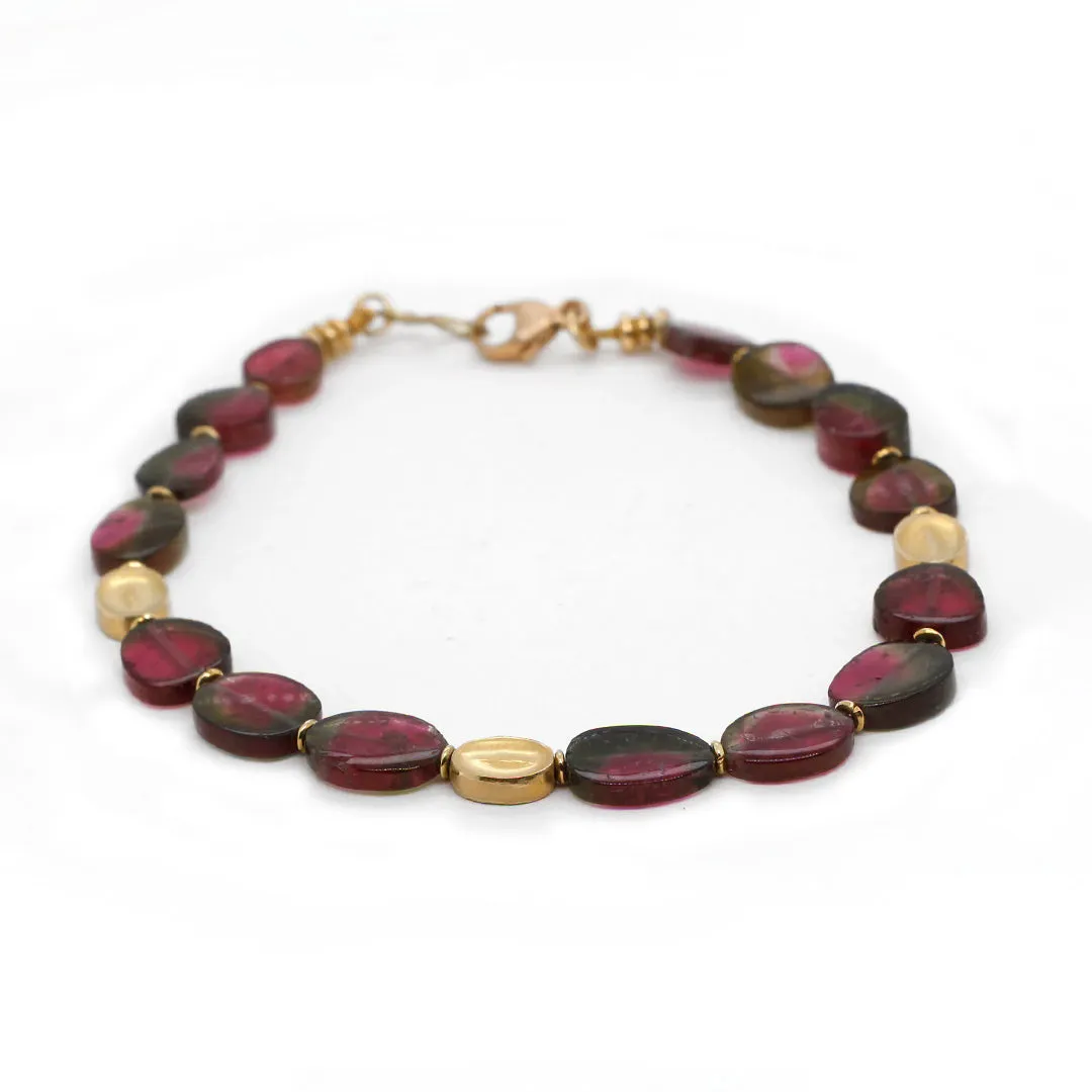 Watermelon Tourmaline Slice Bracelet
