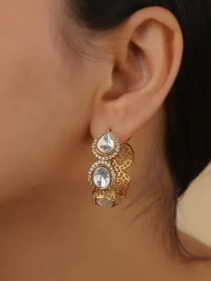White Color Gold Plated Faux Polki Earrings - PK-E74