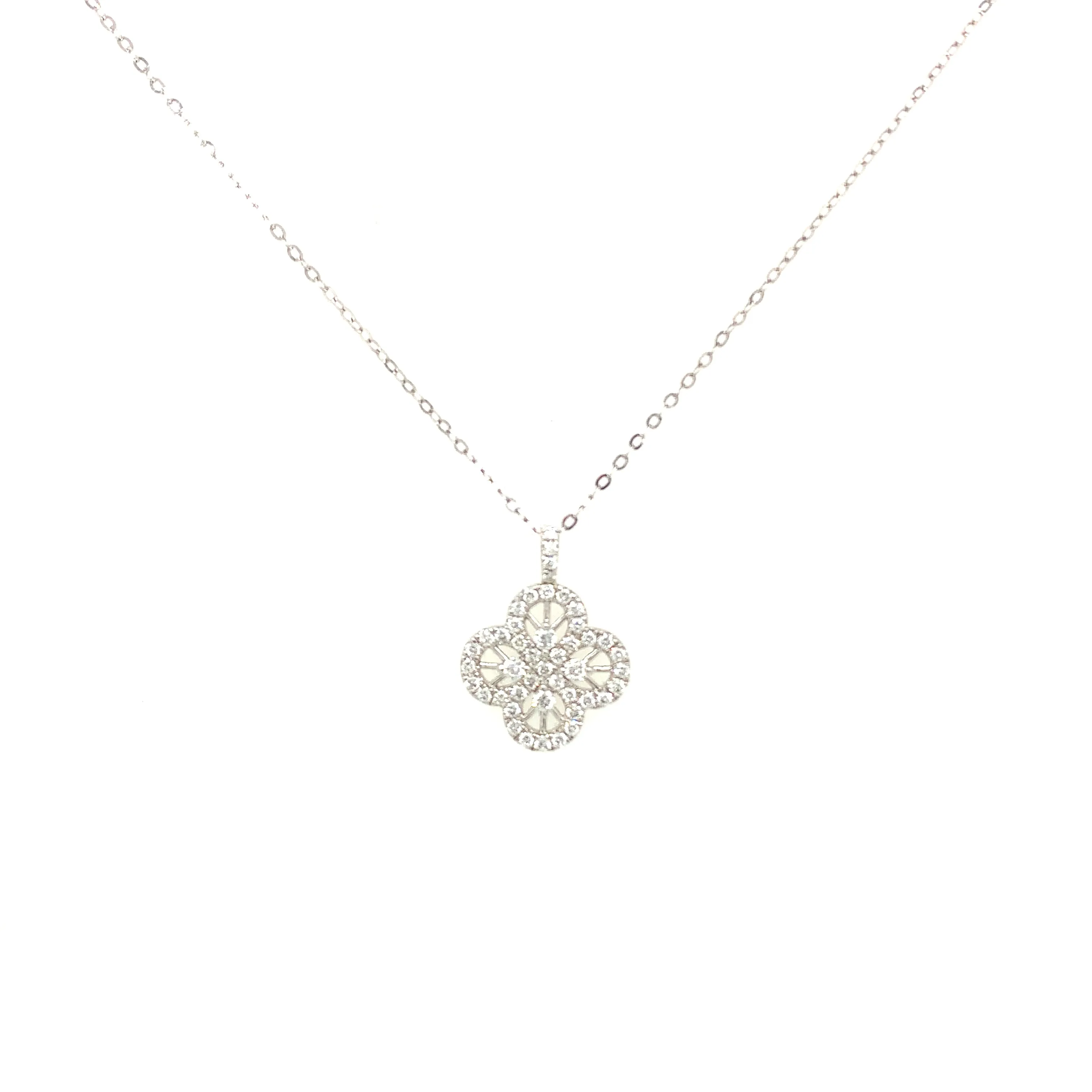 White Gold Diamond Clover Pendant