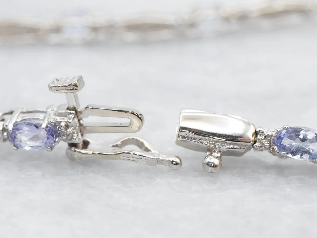 White Gold Tanzanite and Diamond Tennis Bracelet