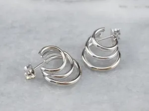 White Gold Triple Hoop Earrings