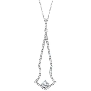 Women's Necklace - Sterling Silver Thin Long Open White Topaz | BLK-7534