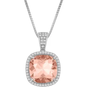 Women's Necklace - White CZ and Vintage Rose Swarovski Element | BLK-8384