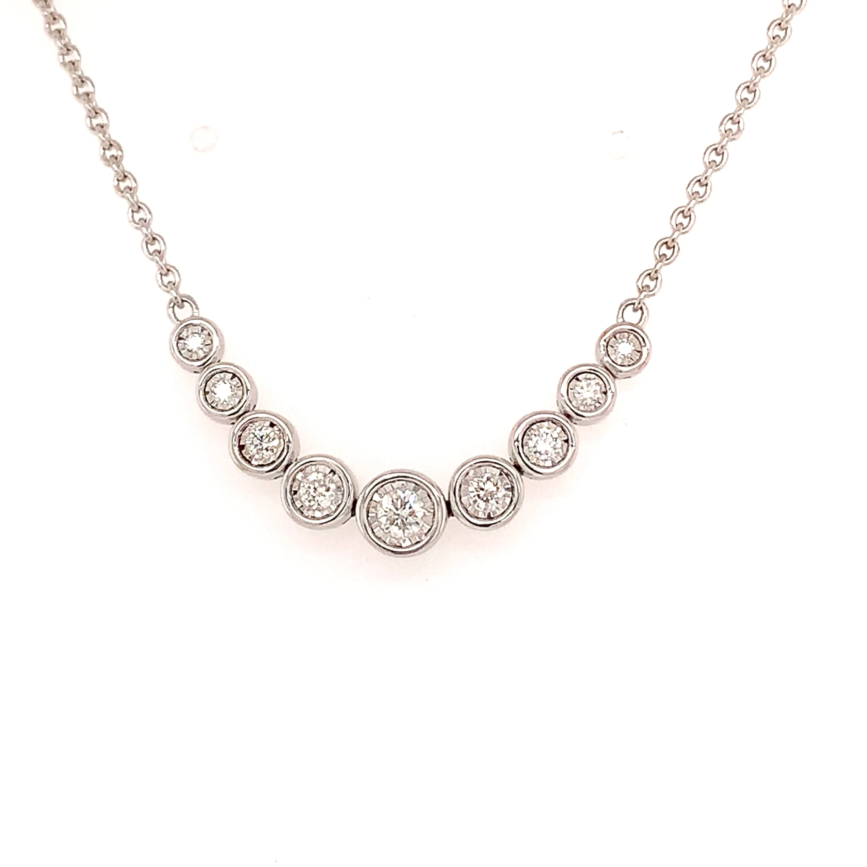 Women's White Gold Bezel Set Diamond Necklace