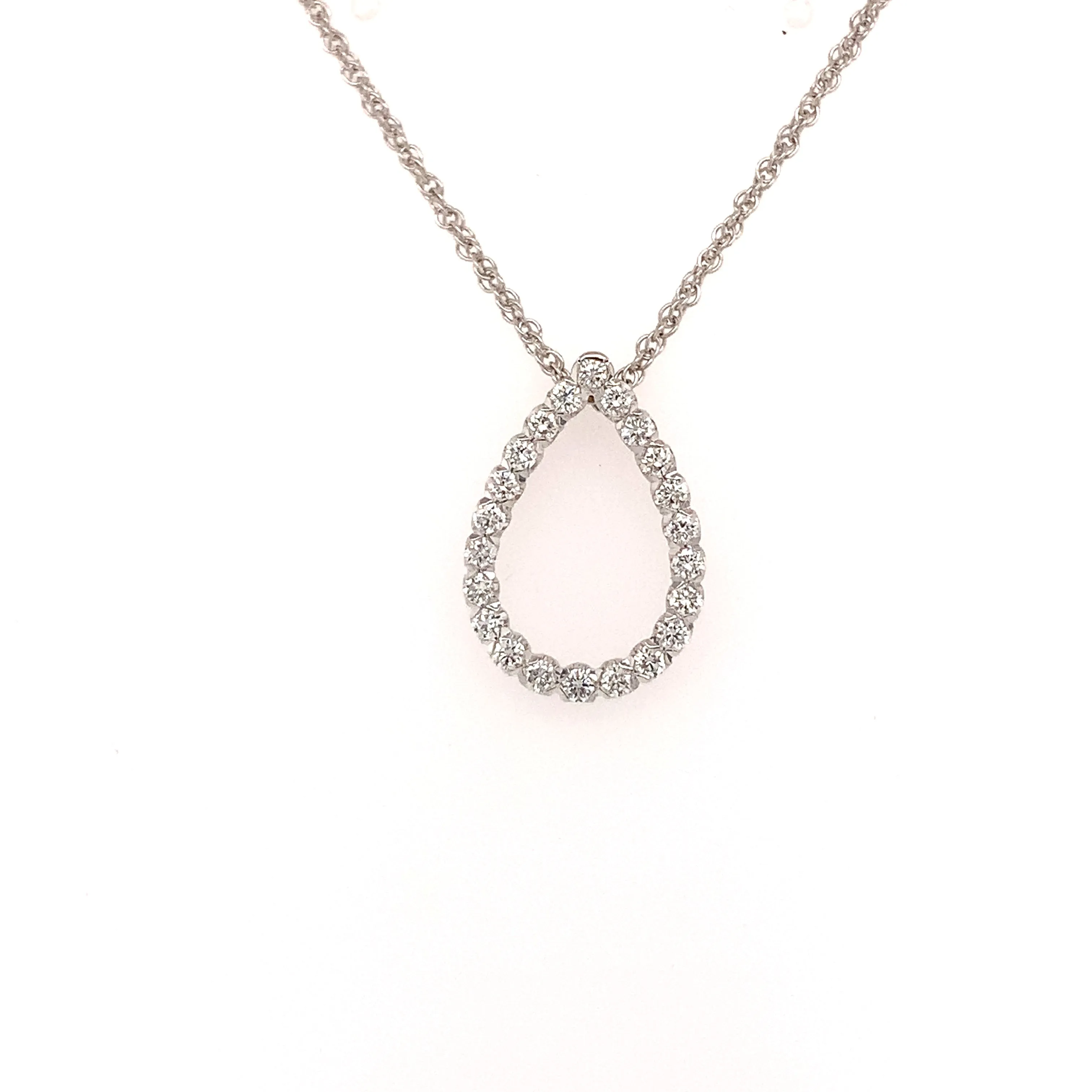 Women's White Gold Tear Drop Diamond Accented Pendant