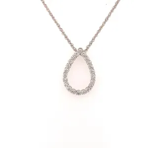 Women's White Gold Tear Drop Diamond Accented Pendant